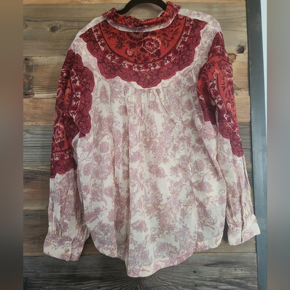 NWT FREE PEOPLE Rose Bud Blouse Tea Combo Retail $128 Oversized - Picture 8 of 8